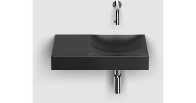 Clou Vale keramiek fontein 45x19x7cm voorbewerkt kraangat links Zwart mat CL/03.30162.L Clou Vale keramiek fontein 45x19x7cm voorbewerkt kraangat links Zwart mat CL/03.30162.L