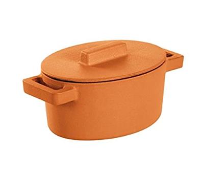 Braadpan Terra.Cotto Gietijzer Ovaal met deksel 13x10 cm