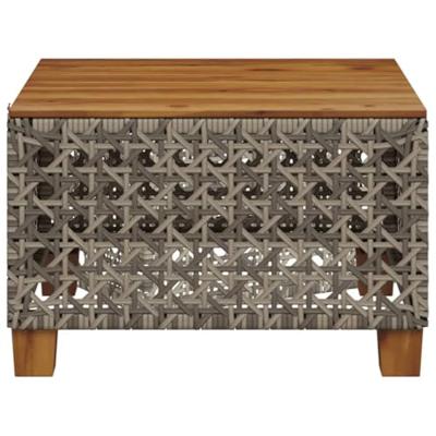 Tuintafel 55x55x36 cm poly rattan en acaciahout grijs