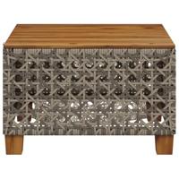 Tuintafel 55x55x36 cm poly rattan en acaciahout grijs - thumbnail