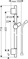 Hansgrohe Unica S puro glijstang 65 cm. met doucheslang 160 cm. Chroom - thumbnail