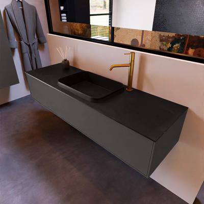 Badkamermeubelset Mondiaz Erin 150 cm met 1 Lade met RIDGE Wastafel Midden Urban met 1 kraangat Greeploos Mat Dark Grey Badkamermeubelset Mondiaz Erin 150 cm met 1 Lade met RIDGE Wastafel Midden Urban met 1 kraangat Greeploos Mat Dark Grey