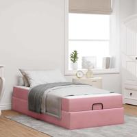 Bedframe met matras met opslag Roze 90 x 200 cm Fluweel - thumbnail
