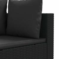 5-delige Loungeset met kussens poly rattan zwart - thumbnail
