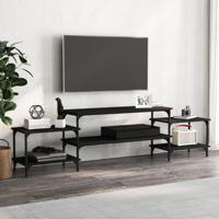 Tv-meubel 197x35x52 cm bewerkt hout zwart - thumbnail