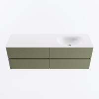 MONDIAZ VICA 150cm badmeubel onderkast Army 4 lades. Wastafel MOON rechts zonder kraangat, kleur Talc. - thumbnail