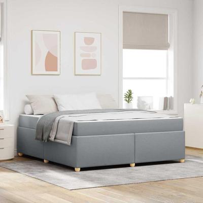 Bedframe met matras Lichtgrijs 180 x 200 cm Stof