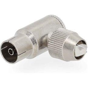 Nedis IEC (Coax) Connector | 90° Gehoekt | Female | Vernikkeld | 75 Ohm | Schroef | Diameter kabelinvoer: 7.0 mm | Metaal | Zilver | 2 Stuks | Gift