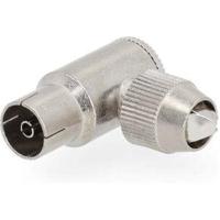 Nedis IEC (Coax) Connector | 90° Gehoekt | Female | Vernikkeld | 75 Ohm | Schroef | Diameter kabelinvoer: 7.0 mm | Metaal | Zilver | 2 Stuks | Gift - thumbnail