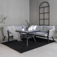 Nohr Loungeset 'Sauel' Met hoekbank en tafel, kleur Grijs/Zwart - thumbnail