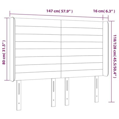 Hoofdbord met randen 147x16x118/128 cm fluweel lichtgrijs - thumbnail