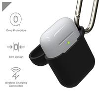 Airpods hoes van GEAR4 Apollo, beschermhoes van lichtgewicht siliconen Airpods 1 en 2 hoes met aangebrachte clip - zwart - thumbnail
