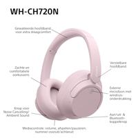 Sony WH-CH720N Draadloze Bluetooth Noise Cancelling Over-Ear Koptelefoon, Geluid van hoge kwaliteit, Ambient Sound Mode, Lichtgewicht ontwerp, BatteriJduur tot 50 uur, iOS & Android - Roze - thumbnail