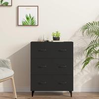 Dressoir 69,5x34x90 cm bewerkt hout zwart - thumbnail
