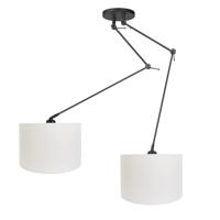 Ylumen Hanglamp Knik 2 lichts met witte kappen Ø 40 cm zwart - thumbnail