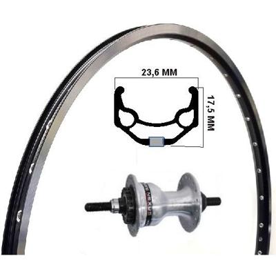 Kgs voorwiel 28 inch (622) mach 1 er10 zwart/zilver rollerbrake vaste as