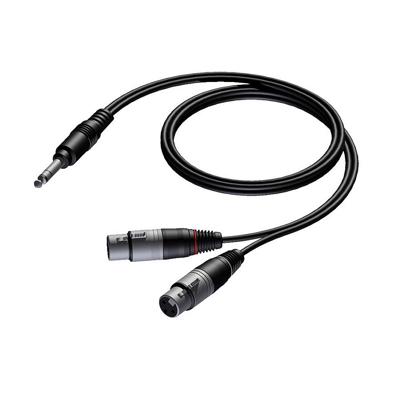 Procab CAB734/1.5 Verloopkabel 1x Stereo jack naar 2x XLR female 150cm