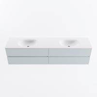 MONDIAZ VICA 200cm badmeubel onderkast Clay 4 lades. Wastafel MOON dubbel zonder kraangat, kleur Talc. - thumbnail