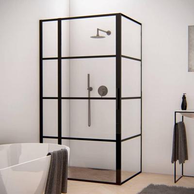 Aqua Splash Douchecabine Frame 120x110 cm 8 mm NANO Glas Mat Zwart Raster - Douchecabine 120x110 cm Frame