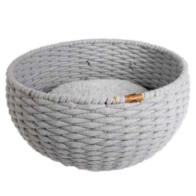 Duvo+ oyster mand rond in katoentouw grijs 45x45x23cm