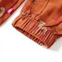 Kinderjurk met paardenprint 128 cognackleurig - thumbnail