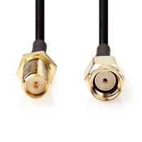 Antennekabel | RP-SMA Male | RP-SMA Female | Verguld | 50 Ohm | Enkelvoudig Afgeschermd | 3.00 m | Rond | PVC | Zwart - thumbnail