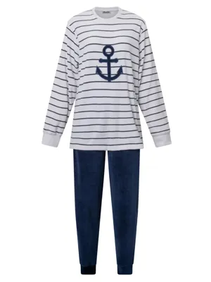 Velours dames pyjama 4177 - Anker - Wit - Warme winter pyjama