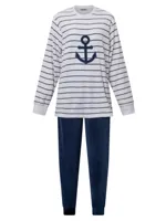 Velours dames pyjama 4177 - Anker - Wit - Warme winter pyjama - thumbnail