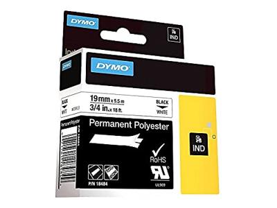Labeltape DYMO IND RHINO 18765 Polyester Tapekleur: Wit Tekstkleur:Zwart 19 mm 5.5 m - thumbnail