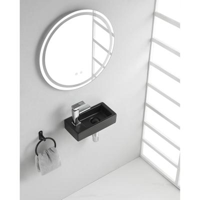 Wiesbaden Rhea S Mini Fontein Links - 36.5x18x9 cm - Mat Zwart Keramiek