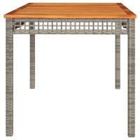 Tuintafel 140x80x75 cm poly rattan en acaciahout grijs - thumbnail