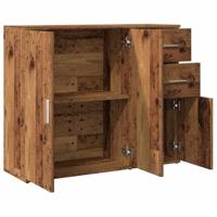Dressoir 91x29,5x75 cm bewerkt hout oud houtkleurig - thumbnail