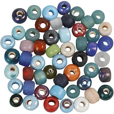 Creativ Company Glaskralen, d 9 mm, gatgrootte 2,5-3 mm, ca. 680 stuk, diverse kleuren, 500 gr/ 1 doos