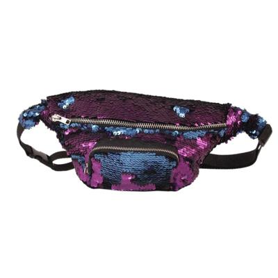 Pailletten taille tas dubbele kleur make-up tas zeemeermin portemonnees borst pack vrouwen meisje reizen mobiele telefoon tas (paars)