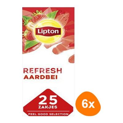 Lipton - Feel Good Selection Zwarte Thee Aardbei - 6x 25 zakjes