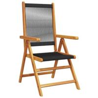 Tuinstoelen 2 st massief acaciahout en polypropeen zwart - thumbnail