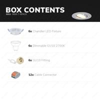 Set van 6 Chandler LED inbouwspots - GU10 4 Watt 345 lumen - 2700K Warm wit - Dimbaar - Rond - Kantelbaar - IP20 Voor binnen - RVS - thumbnail