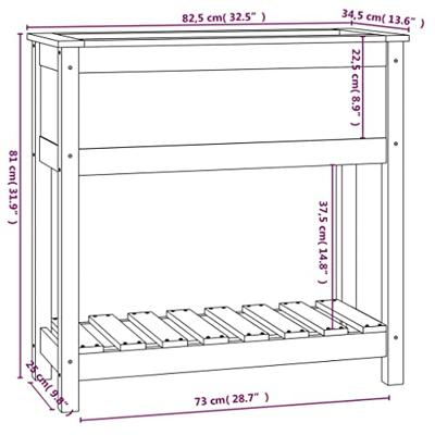 Plantenbak met schap 82,5x34,5x81 cm grenenhout honingbruin - thumbnail