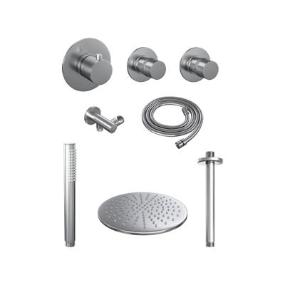 Brauer Brushed Edition Regendoucheset inbouw - hoofddouche 30cm -- plafondarm - 3 gladde knoppen -inbouwdeel - handdouche staaf 1 stand - PVD - geborsteld - RVS 5-NG-027 Brauer Brushed Edition Regendoucheset inbouw - hoofddouche 30cm -- plafondarm - 3 gladde knoppen -inbouwdeel - handdouche staaf 1 stand - PVD - geborsteld - RVS 5-NG-027