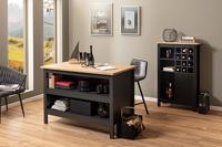 Inter Link Keukeneiland met werkblad (Helina, zwart/eiken) - thumbnail