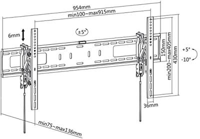 My Wall HP 52 L TV-beugel 109,2 cm (43) - 228,6 cm (90) Kantelbaar