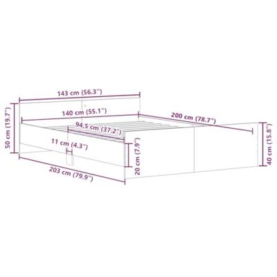 Bedframe zonder matras spaanplaat artisanaal eikenkleurig
