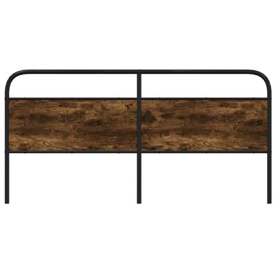 Hoofdbord 190 cm staal en bewerkt hout gerookt eikenkleurig - thumbnail