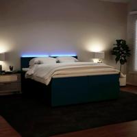 Boxspring met matras fluweel blauw 200x200 cm - thumbnail