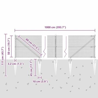VidaXL Afrasteringspaal grijs 10 x 0,5 m (12 x 12 mm mesh) staal