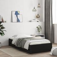 Bedframe met lades bewerkt hout zwart 100x200 cm - thumbnail