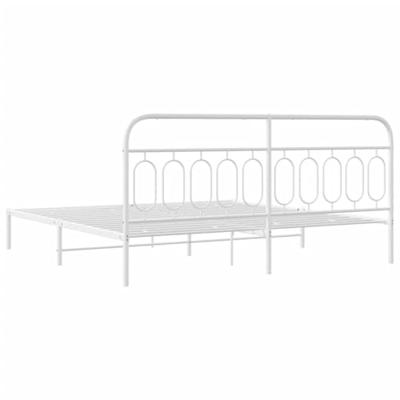 Bedframe met hoofdbord metaal wit 200x200 cm - thumbnail