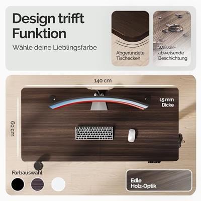 Zit sta Bureau In hoogte verstelbaar Donkerbruin 140x60x73-118cm Zit sta Bureau In hoogte verstelbaar Donkerbruin 140x60x73-118cm