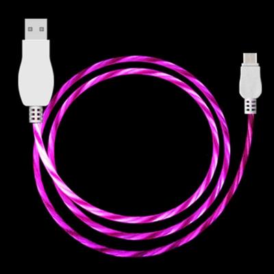 Onder leiding van vloeiende licht 1m USB A Type-C Data Sync kabel kosten voor Galaxy Huawei Xiaomi LG HTC en andere slimme Phones(Magenta)