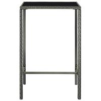 Tuinbartafel 70x70x110 cm poly rattan en glas grijs - thumbnail